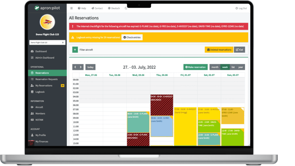 macbook showing the application with the calendar opened
